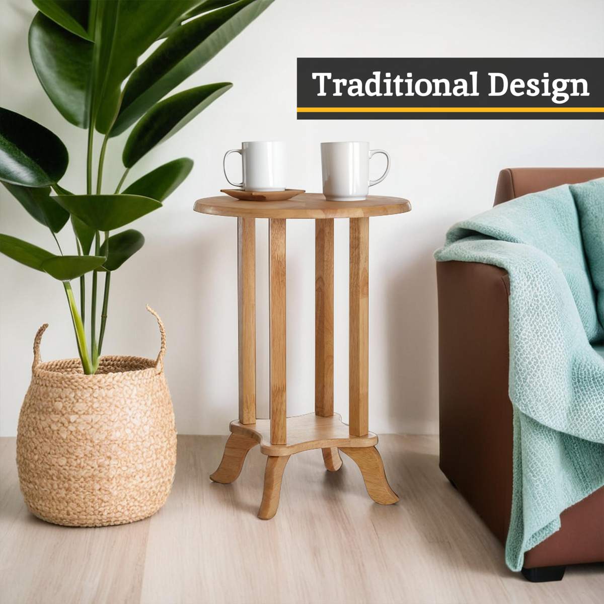 Heva Side Table | Natural Tropical Hevea Wood Round Side Table