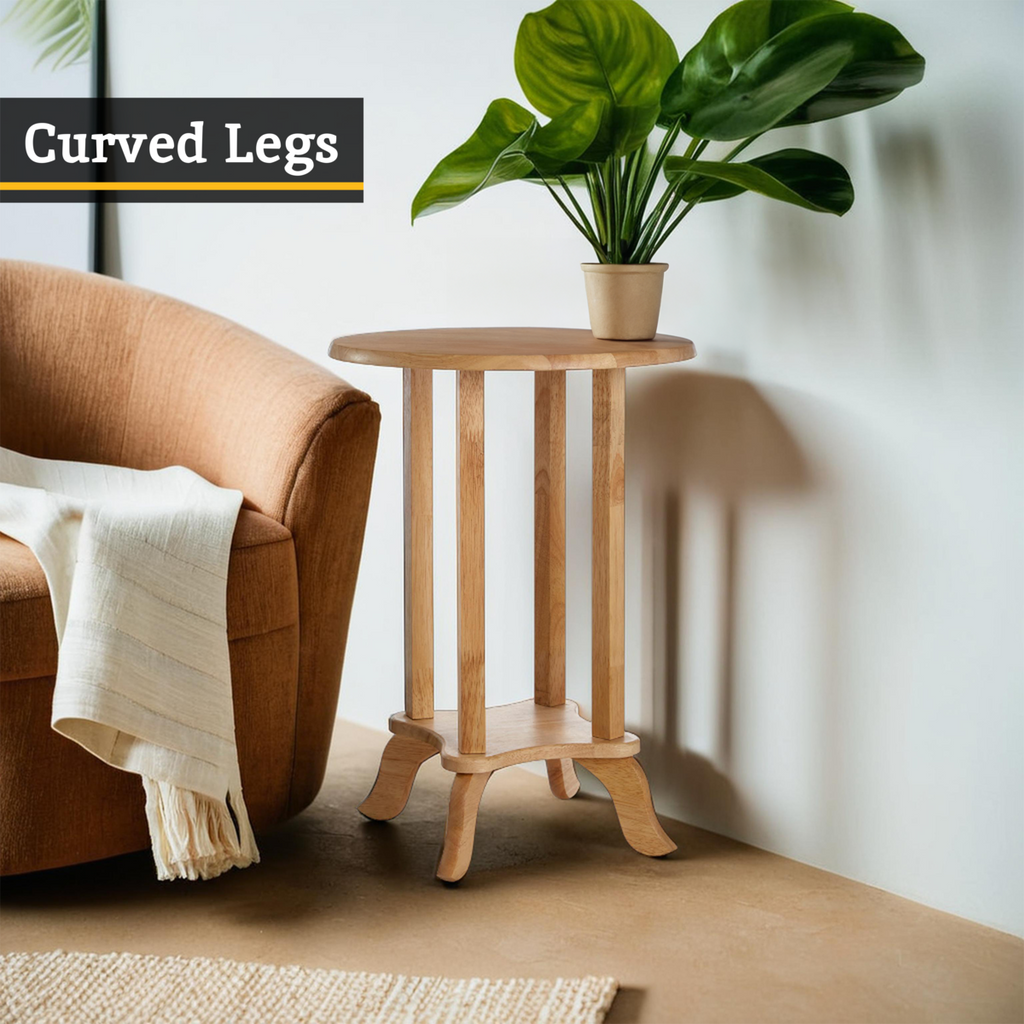 Heva Side Table | Natural Tropical Hevea Wood Round Side Table