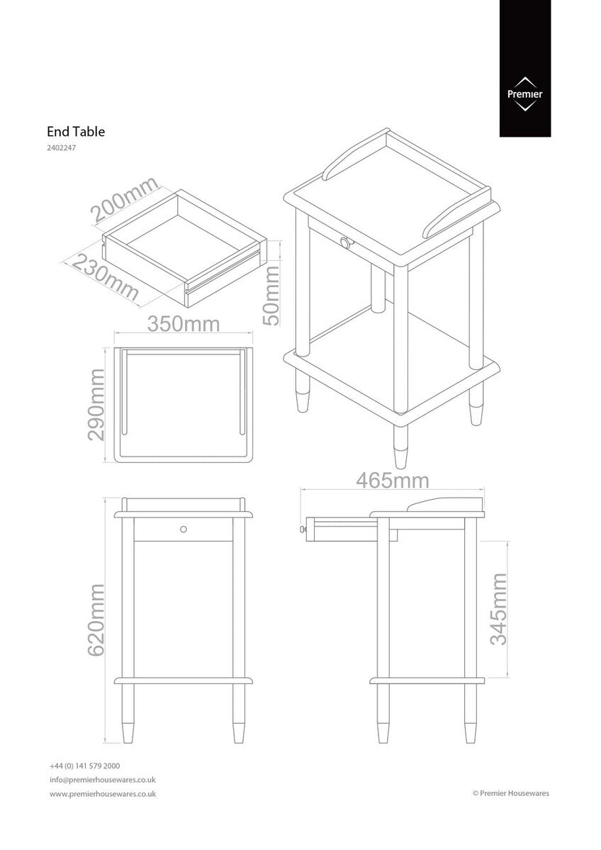 Heva Side Table | Natural Tropical Hevea Wood Rectangular Side Table with Drawer