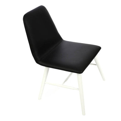Cassy Dining Chair | Black Leather Effect Dining Chair with White Legs
