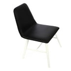Cassy Dining Chair | Black Leather Effect Dining Chair with White Legs