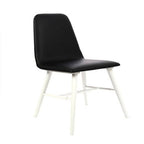 Cassy Dining Chair | Black Leather Effect Dining Chair with White Legs