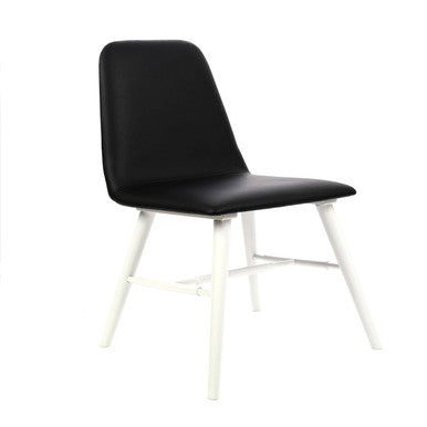 Cassy Dining Chair | Black Leather Effect Dining Chair with White Legs