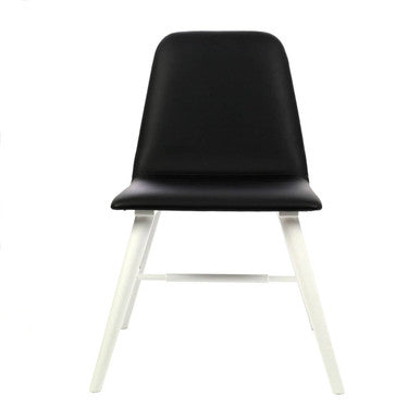 Cassy Dining Chair | Black Leather Effect Dining Chair with White Legs