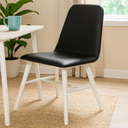 Cassy Dining Chair | Black Leather Effect Dining Chair with White Legs