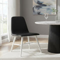 Cassy Dining Chair | Black Leather Effect Dining Chair with White Legs