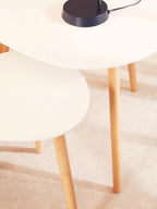 Nostra Side Table Set | White Gloss and Bamboo Set of 2 Triangular Side Tables