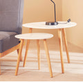 Nostra Side Table Set | White Gloss and Bamboo Set of 2 Triangular Side Tables