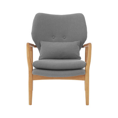 Stockholm Accent Chair | Grey Fabric Chair with Wooden Frame