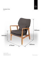Stockholm Accent Chair | Grey Fabric Chair with Wooden Frame