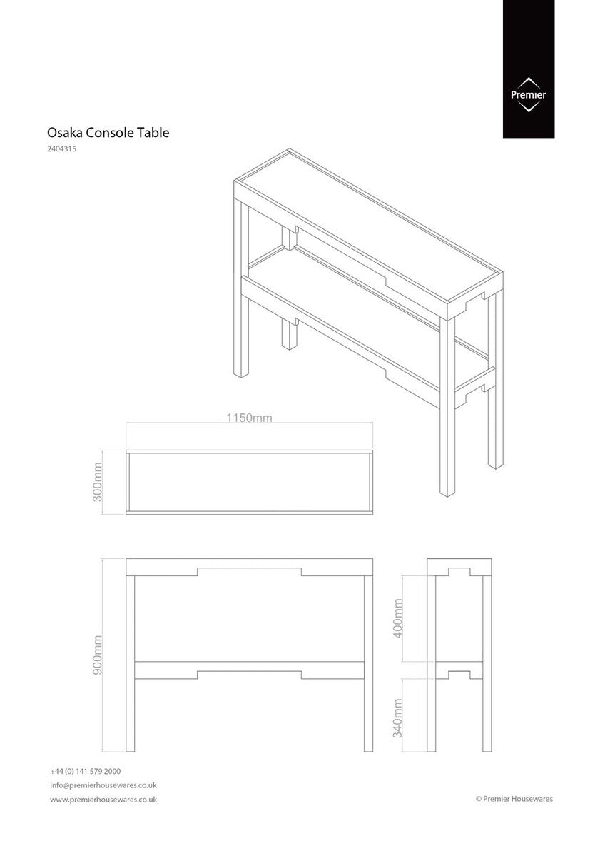 Osaka Console Table | Black 2 Tier Console Table
