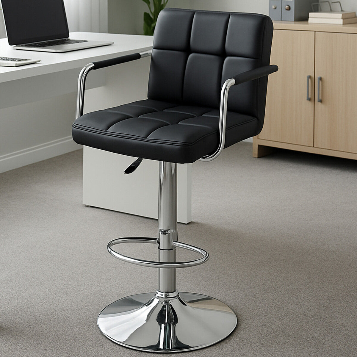 Starz Bar Chair | Black Leather Effect Adjustable Bar Chair