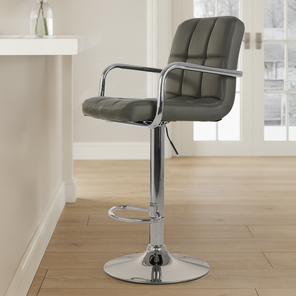Starz Bar Chair | Grey Leather Effect Adjustable Bar Chair