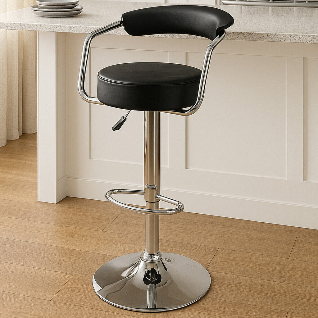 Scala Bar Chair | Black Leather Effect Adjustable Bar Chair