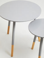 Viborg Side Table Set | Grey Pine Wood Set of 2 Round Side Tables