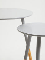 Viborg Side Table Set | Grey Pine Wood Set of 2 Round Side Tables