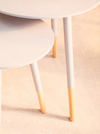 Viborg Side Table Set | Grey Pine Wood Set of 2 Round Side Tables