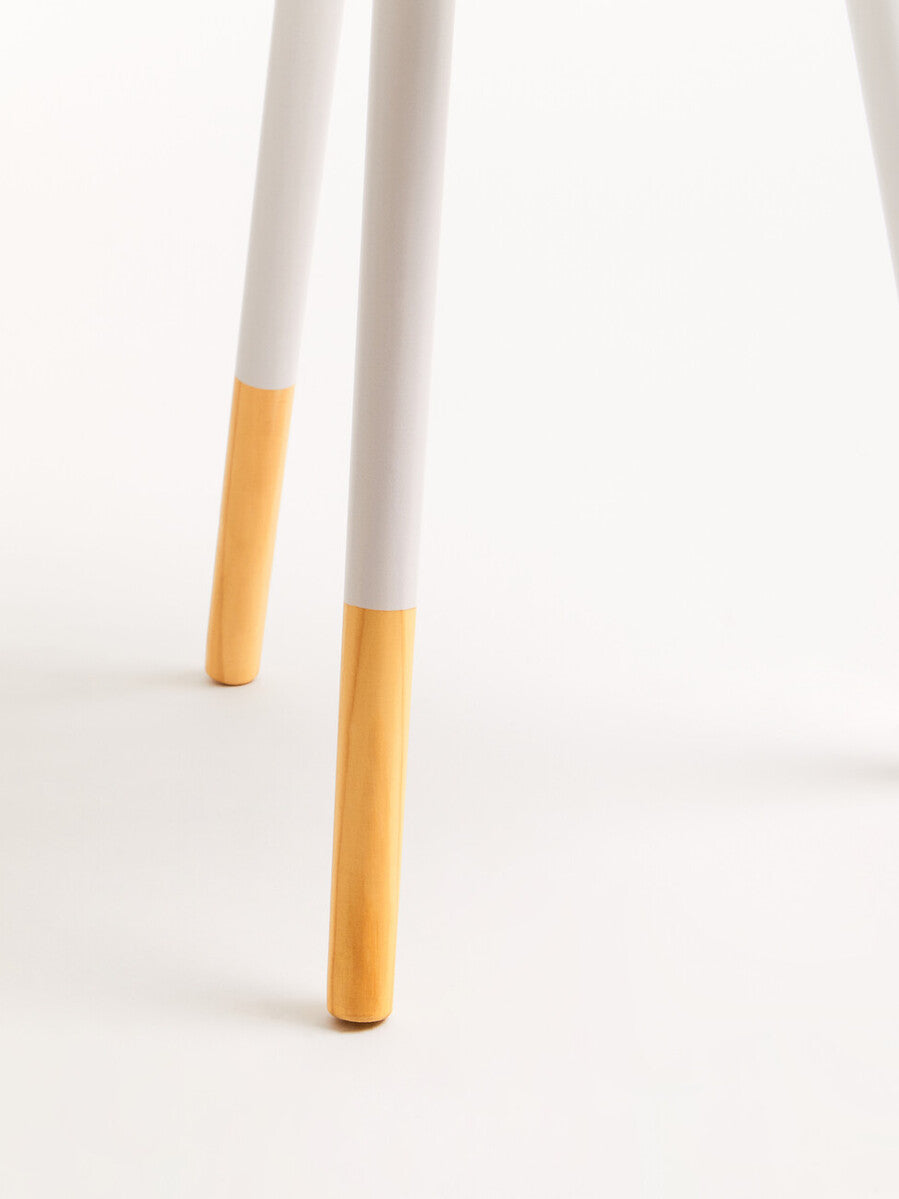 Viborg Side Table | White and Natural Pine Wood Small Round Side Table