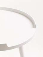 Viborg Side Table | White and Natural Pine Wood Small Round Side Table