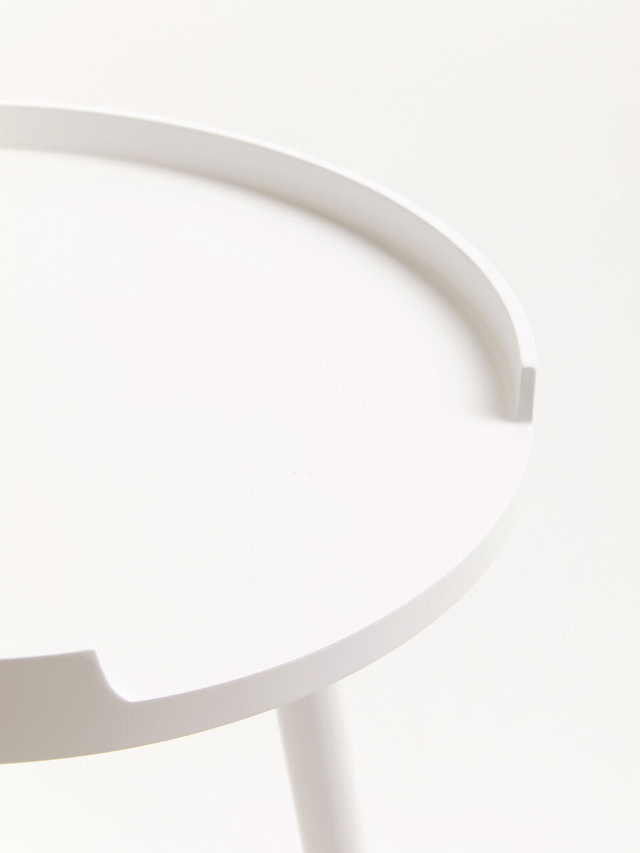 Viborg Side Table | White and Natural Pine Wood Small Round Side Table