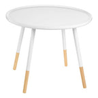 Viborg Side Table | White and Natural Pine Wood Large Round Side Table