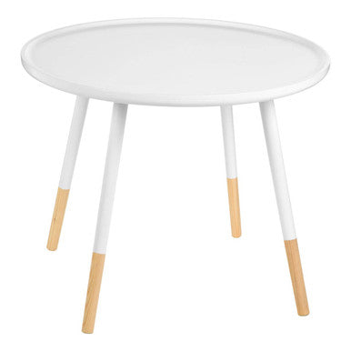 Viborg Side Table | White and Natural Pine Wood Large Round Side Table