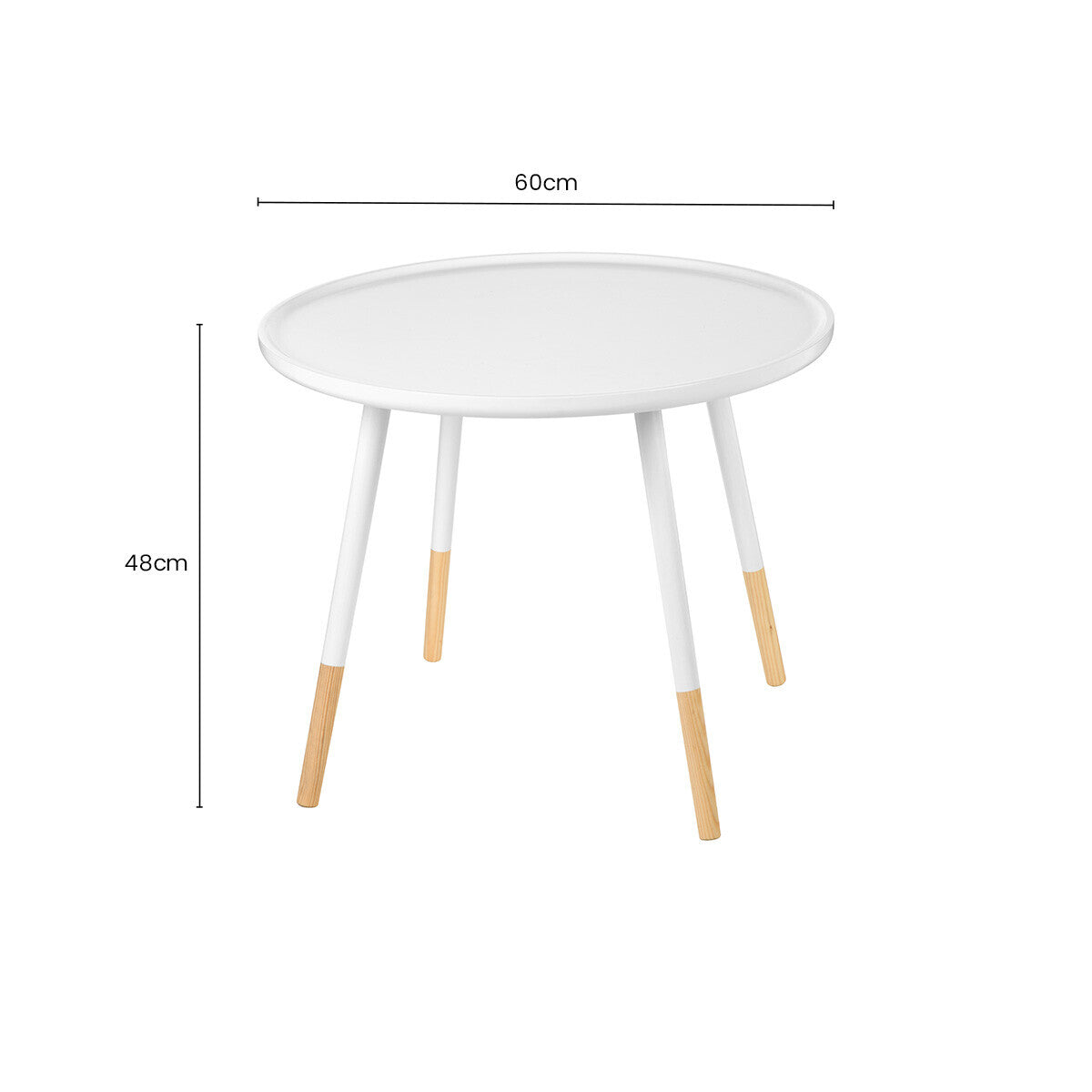 Viborg Side Table | White and Natural Pine Wood Large Round Side Table