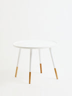 Viborg Side Table | White and Natural Pine Wood Large Round Side Table