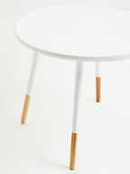 Viborg Side Table | White and Natural Pine Wood Large Round Side Table