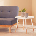 Viborg Side Table | White and Natural Pine Wood Large Round Side Table