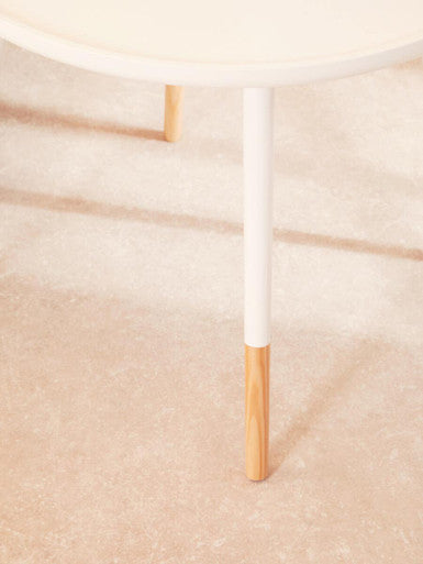 Viborg Side Table | White and Natural Pine Wood Large Round Side Table