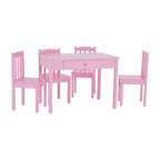 Pink Kids Table and Chair Set | Kids Wooden 5 Piece Table and Chair Set