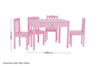 Pink Kids Table and Chair Set | Kids Wooden 5 Piece Table and Chair Set