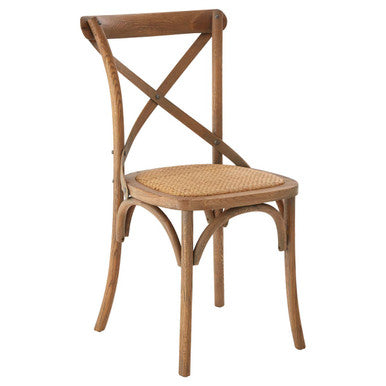 Lyon Grey Wash Oak Wood and Rattan Dining Chair