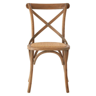 Lyon Grey Wash Oak Wood and Rattan Dining Chair