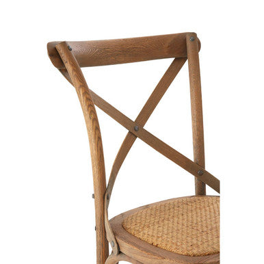 Lyon Grey Wash Oak Wood and Rattan Dining Chair