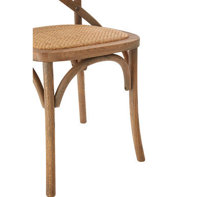 Lyon Grey Wash Oak Wood and Rattan Dining Chair