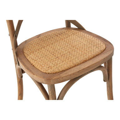 Lyon Grey Wash Oak Wood and Rattan Dining Chair