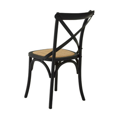 Lyon Dining Chair | Black Oak Wood Dining Chair with Rattan Seat