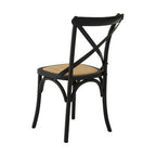 Lyon Dining Chair | Black Oak Wood Dining Chair with Rattan Seat