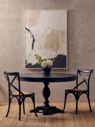 Lyon Dining Chair | Black Oak Wood Dining Chair with Rattan Seat