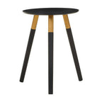 Nostra Side Table | Black Oak Veneer Round Side Table with Gold Trim