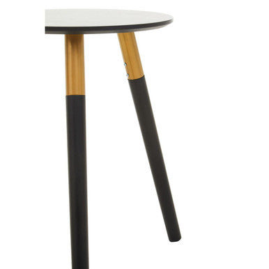 Nostra Side Table | Black Oak Veneer Round Side Table with Gold Trim