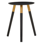 Nostra Side Table | Black Oak Veneer Round Side Table with Gold Trim