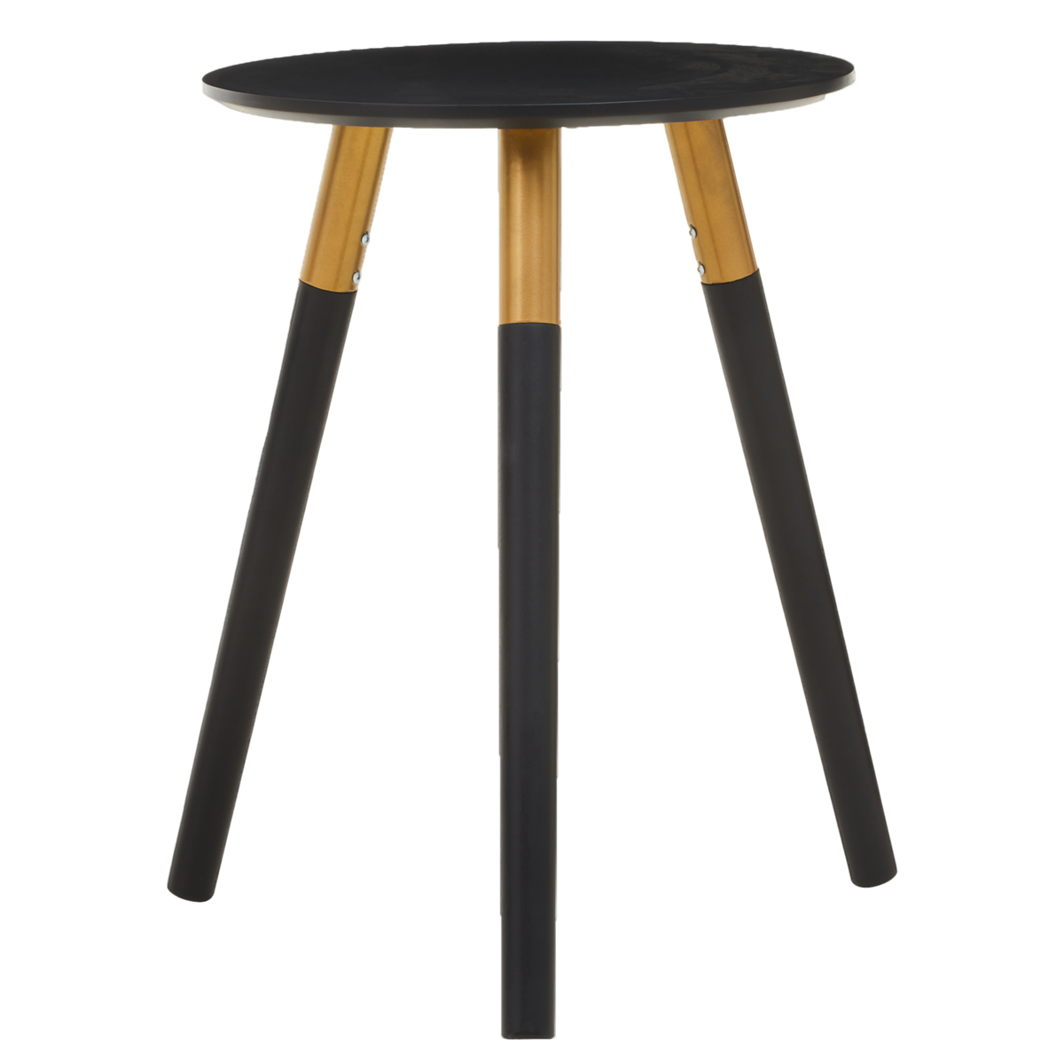 Nostra Side Table | Black Oak Veneer Round Side Table with Gold Trim
