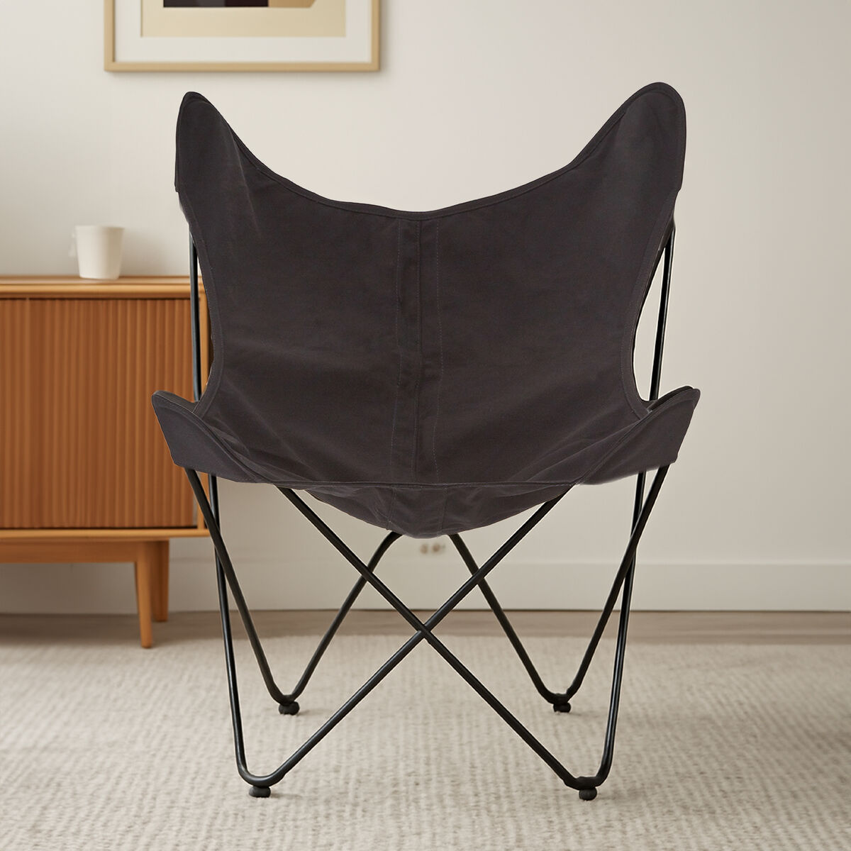 Papillon Accent Chair | Black Canvas Butterfly Chair