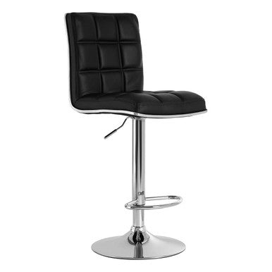 Tavor Bar Chair | Black Quilted Faux Leather Adjustable Bar Chair