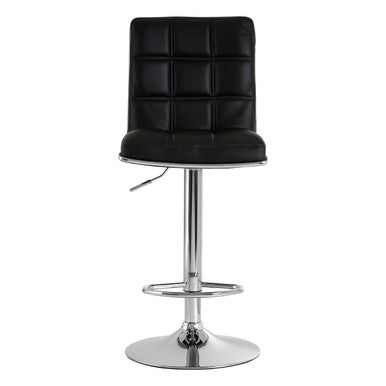 Tavor Bar Chair | Black Quilted Faux Leather Adjustable Bar Chair
