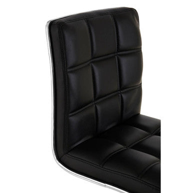 Tavor Bar Chair | Black Quilted Faux Leather Adjustable Bar Chair