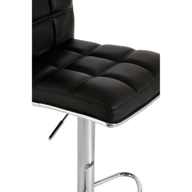 Tavor Bar Chair | Black Quilted Faux Leather Adjustable Bar Chair